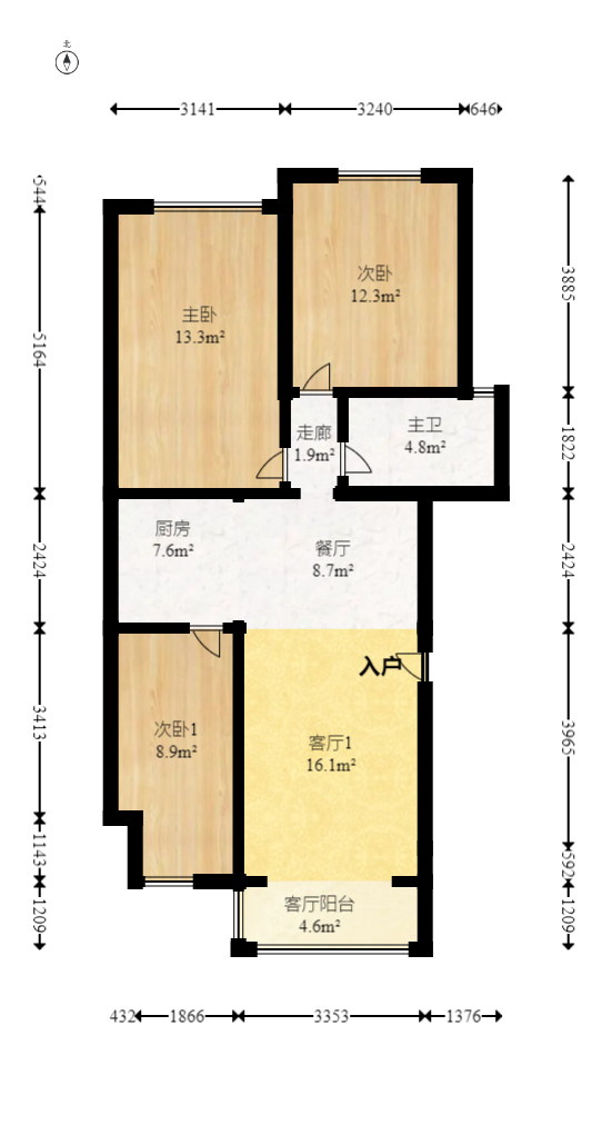 海市盛楼 3室2厅1卫 135.0万 海市盛楼 3室2厅1卫 135.0万户型图