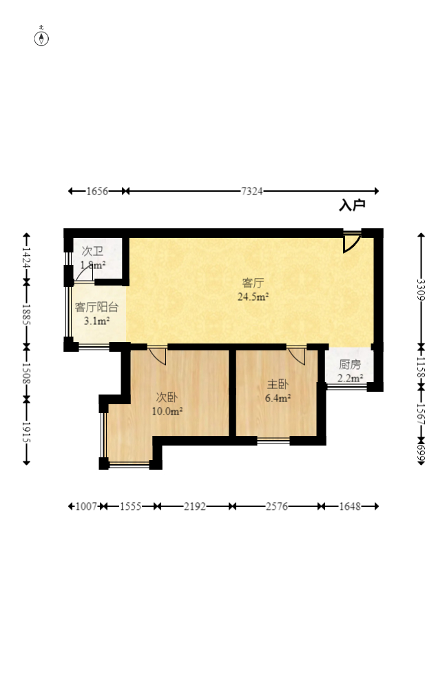 昌茂花园 2室1厅1卫 98.0万 昌茂花园 2室1厅1卫 98.0万户型图