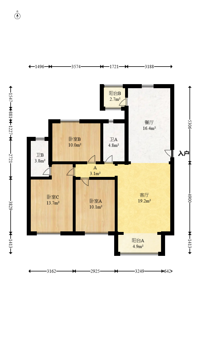 伊景园滨河苑  3室2厅2卫   87.00万室内图1