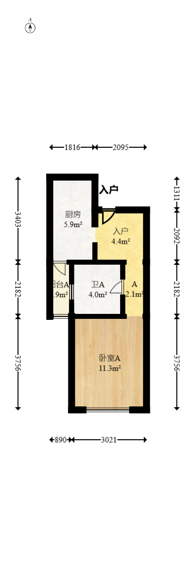 华悦城 3室1厅1卫 64.8万 华悦城 3室1厅1卫 64.8万户型图