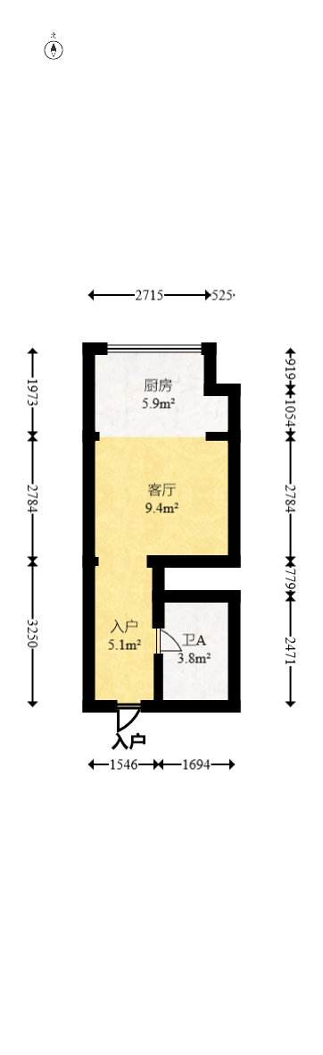 卓越伊景寓  2室1厅1卫   50.00万室内图1