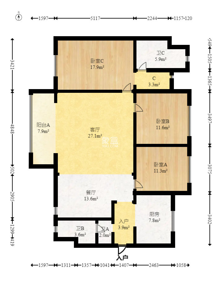 万科魅力之城非凡里  3室2厅2卫    105.0万