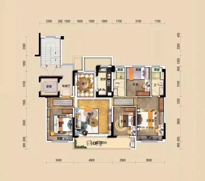 孙水明珠  4室2厅2卫   76.80万户型图