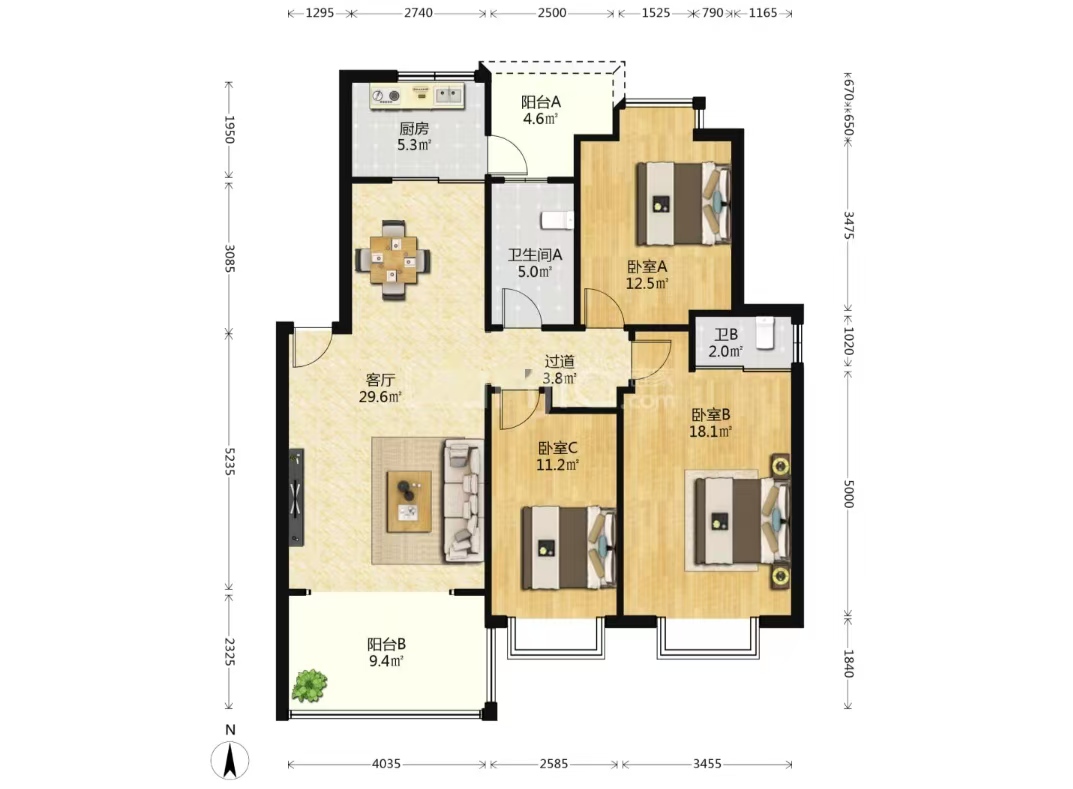 金海雅苑 4室2厅3卫 165.0万 金海雅苑 4室2厅3卫 165.0万户型图