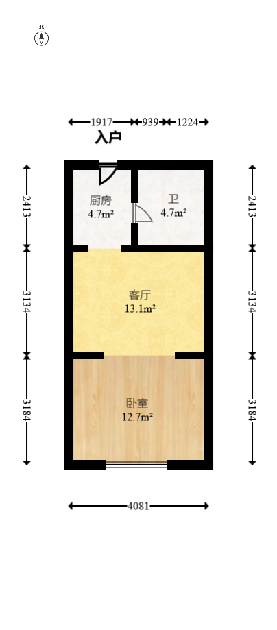 西子一间  1室1厅1卫   31.00万室内图1
