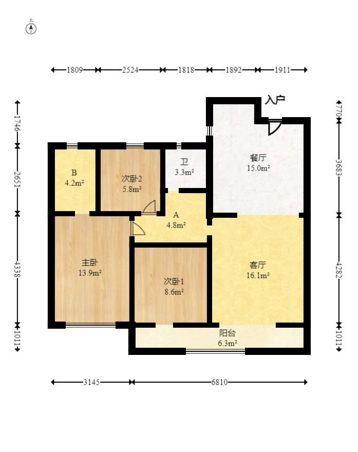 旭辉美的东樾城  3室2厅1卫    106.8万 旭辉美的东樾城  3室2厅1卫    106.8万户型图