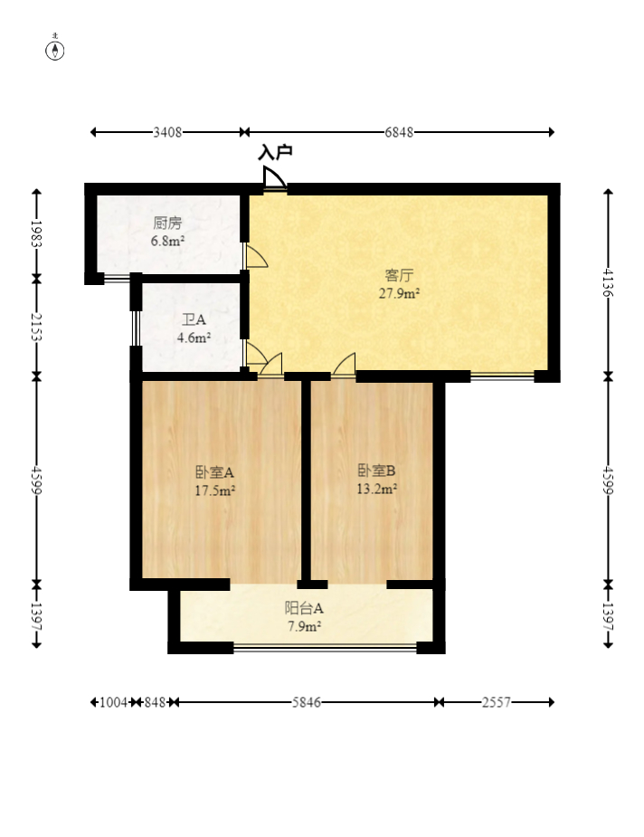 鑫天御景湾 2室2厅1卫 65.0万 鑫天御景湾 2室2厅1卫 65.0万户型图