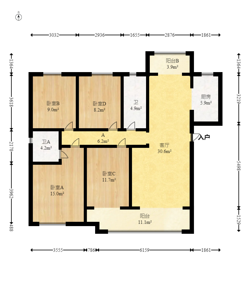 长房悦香山  4室2厅2卫    145.0万 长房悦香山  4室2厅2卫    145.0万户型图