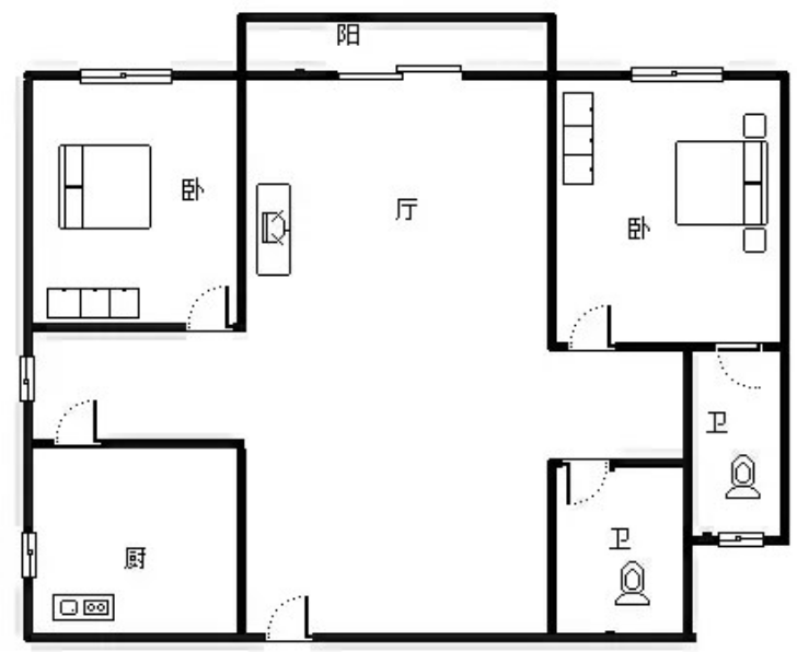 海韵假日休闲公寓  2室2厅2卫   168.00万室内图1