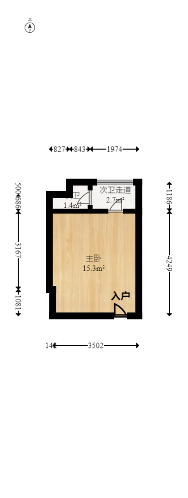 和平城市广场 1室1厅1卫 32.8万 和平城市广场 1室1厅1卫 32.8万户型图