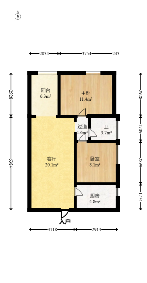 国泰九龙湾  2室2厅1卫   65.00万室内图1