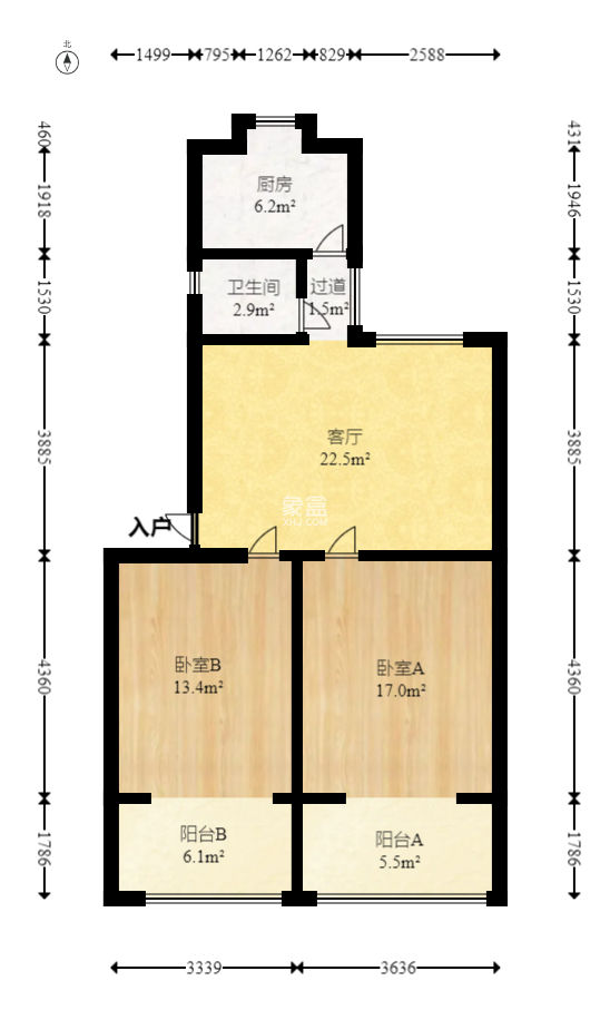 天剑社区（湖南省水利水电一公司宿舍）  2室2厅1卫   56.00万