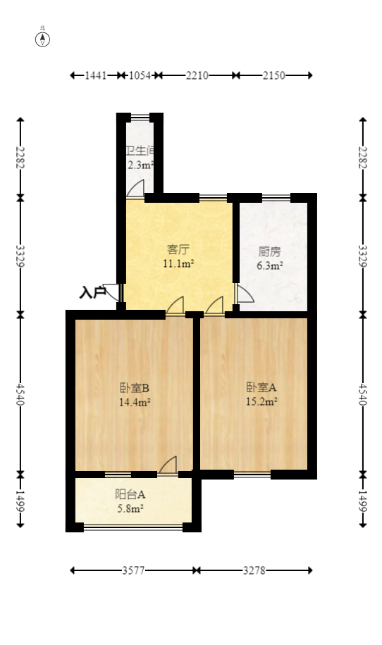 天心区书院路街道办事处职工宿舍  2室1厅1卫   34.00万室内图1
