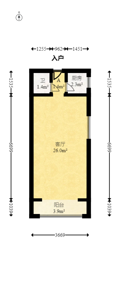 星语林名园  1室1厅1卫   34.00万室内图1