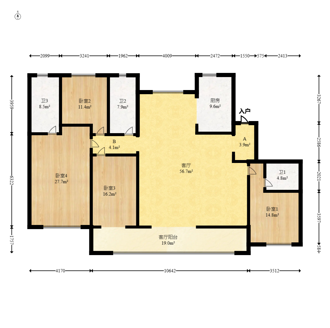 中建钰和城  4室2厅3卫   395.00万室内图1