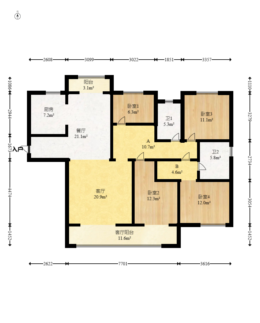 中建钰和城  4室2厅2卫    198.0万室内图1