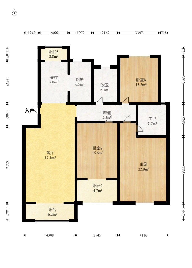 山水英伦 3室2厅1卫 68.0万 山水英伦 3室2厅1卫 68.0万户型图