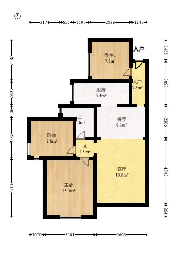 筑梦星园 3室2厅1卫 78.0万 筑梦星园 3室2厅1卫 78.0万户型图