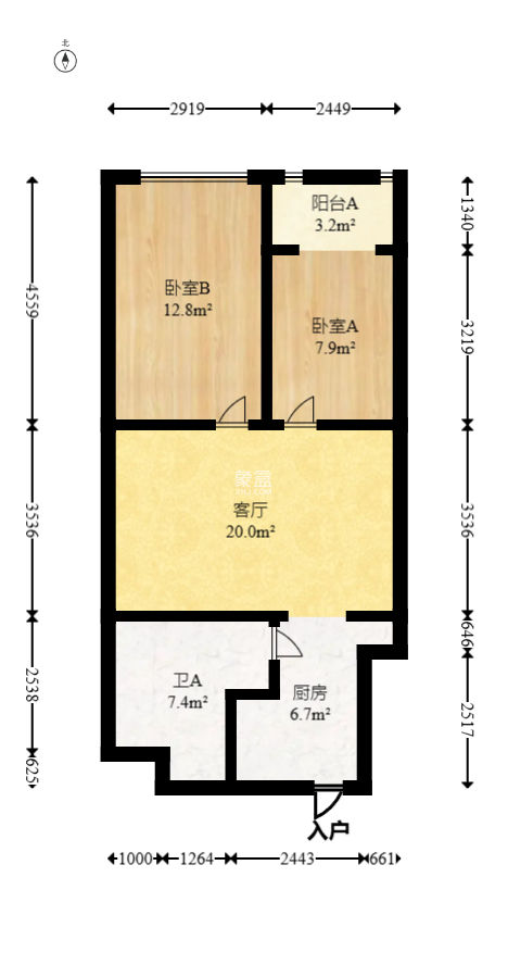 潇湘名城(新里程潇湘名城)  2室2厅1卫   54.00万