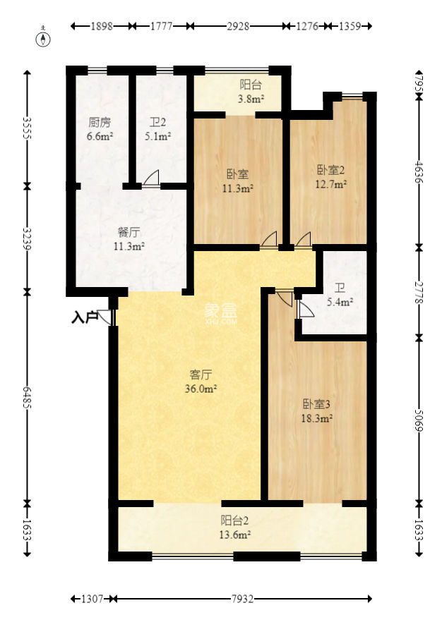 水木兰庭  3室2厅2卫   78.00万