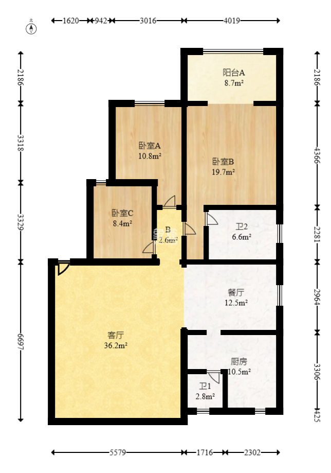 新星小区  3室2厅2卫   84.00万