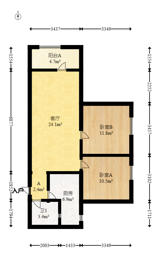 中城丽景香山园  2室2厅1卫   78.00万室内图1