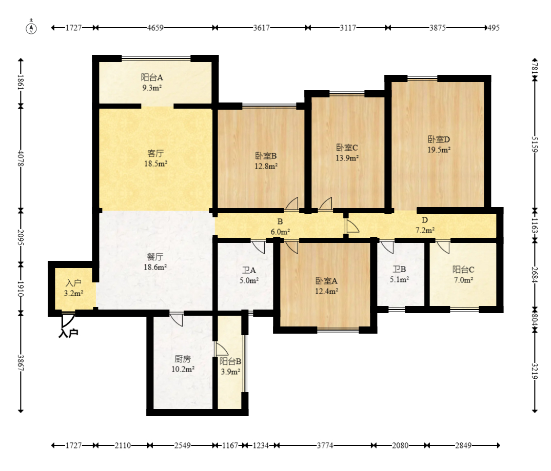 恒大城  4室2厅2卫    118.0万 恒大城  4室2厅2卫    118.0万户型图