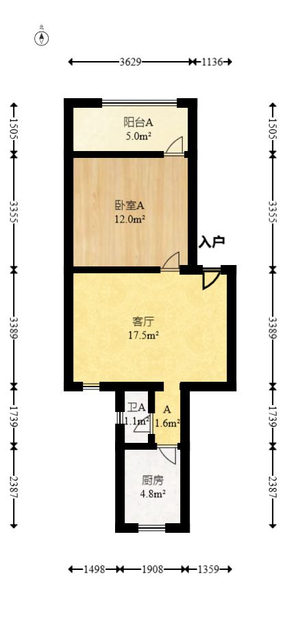 红花坡社区  1室1厅1卫   40.00万室内图1