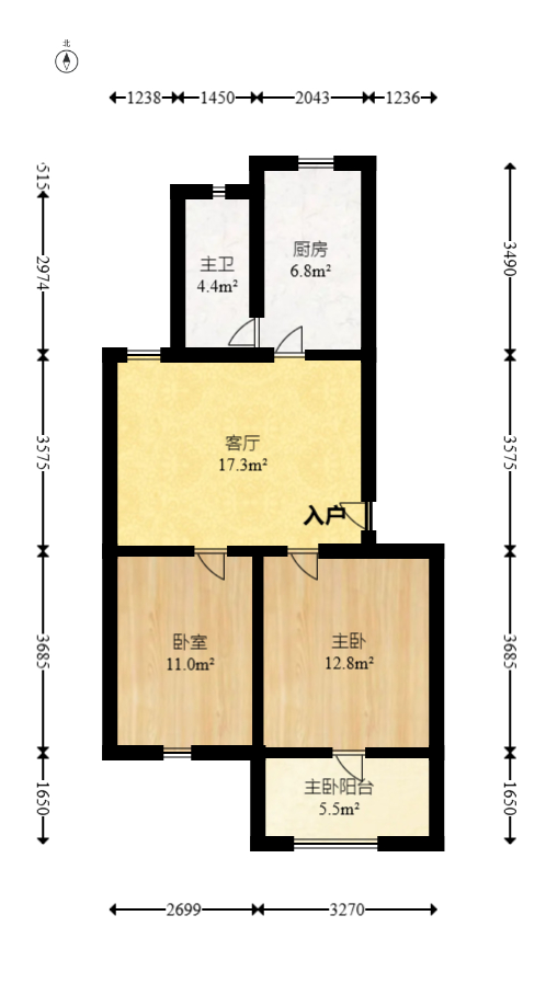 向韶村  2室1厅1卫   44.00万室内图1