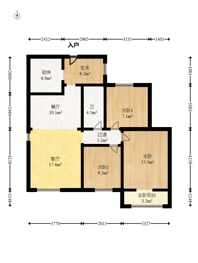 山语城二期  3室2厅1卫   75.00万室内图1