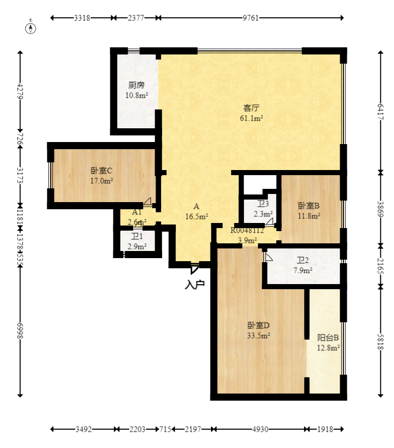 建发玖洲观澜  5室2厅3卫   320.00万室内图1