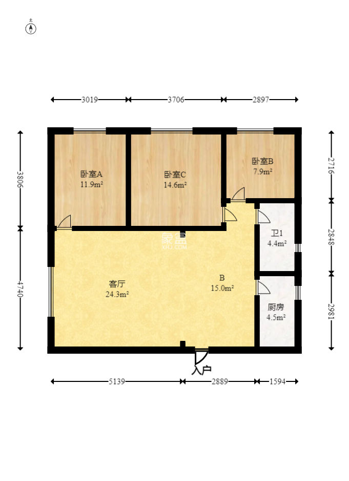 华菱新城地标  3室2厅1卫   65.00万
