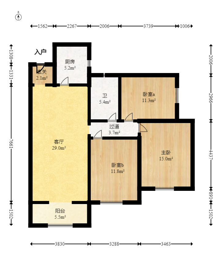 新城国际花都 3室2厅1卫 60.00万 新城国际花都 3室2厅1卫 60.00万户型图