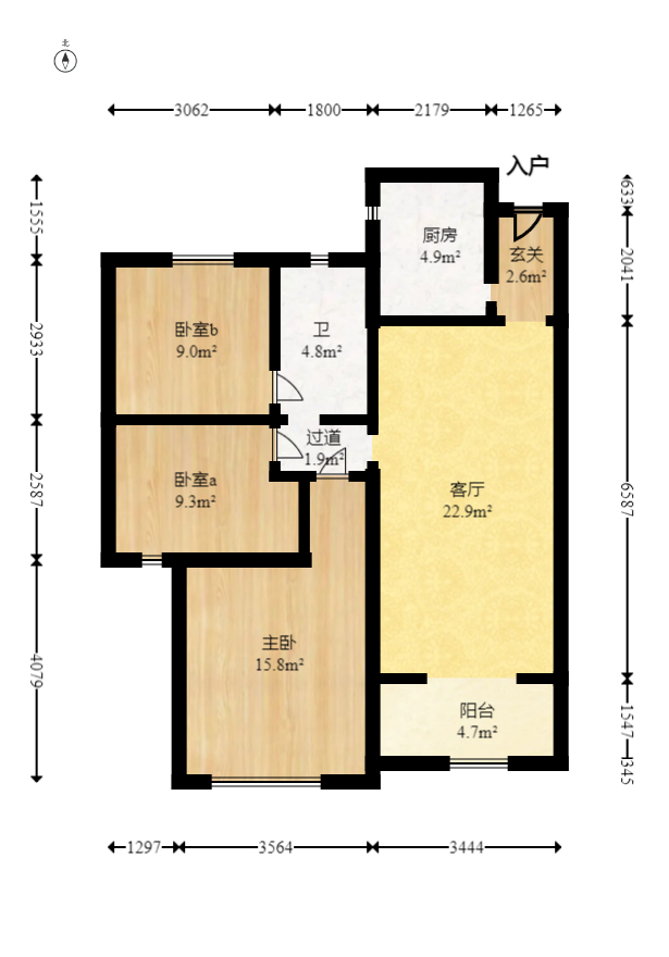 新城国际花都 3室2厅1卫 58.0万 新城国际花都 3室2厅1卫 58.0万户型图