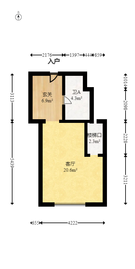 圆泰长沙印  1室1厅1卫   79.50万室内图1