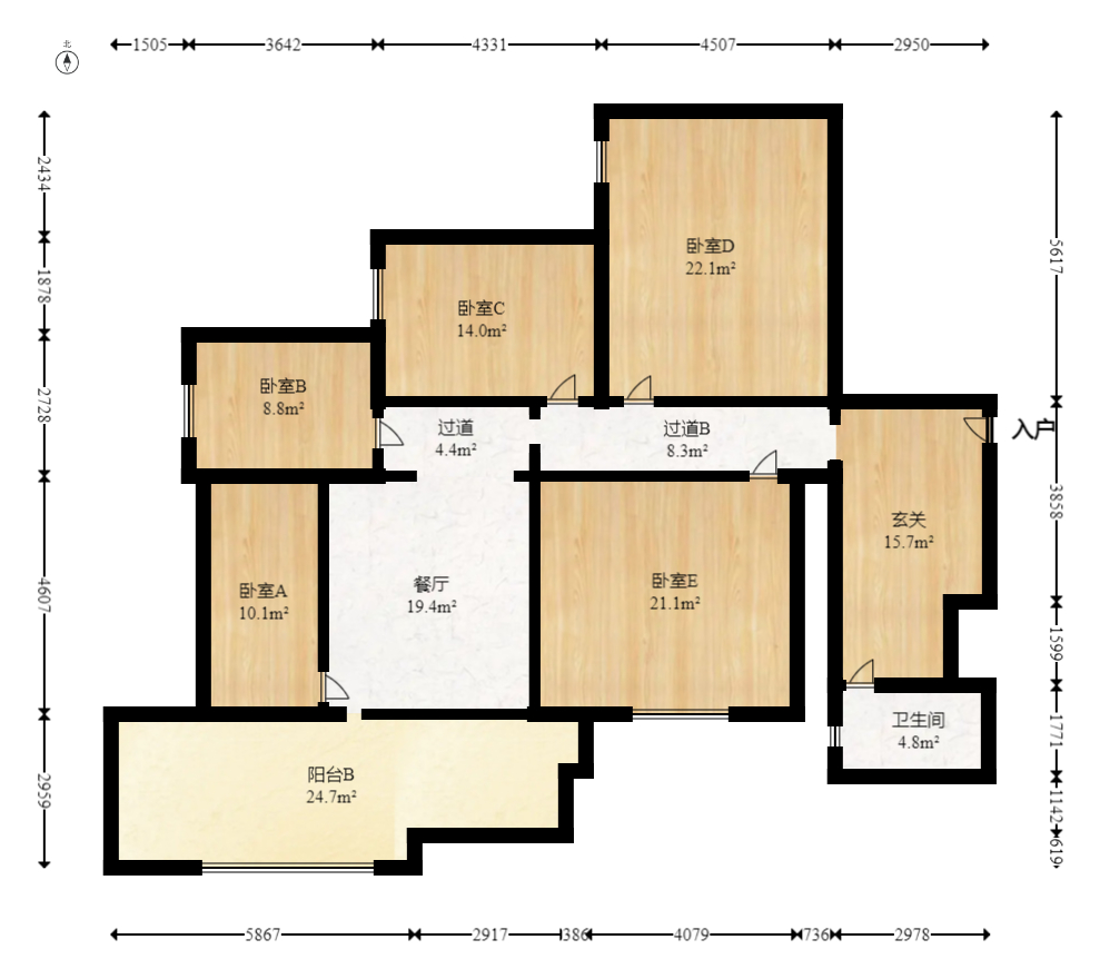 都市阳光大厦  3室2厅2卫   116.00万室内图1