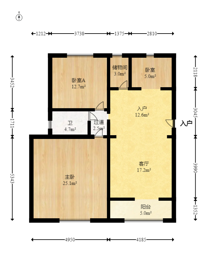 山水人家一二期  2室2厅1卫   57.00万室内图1