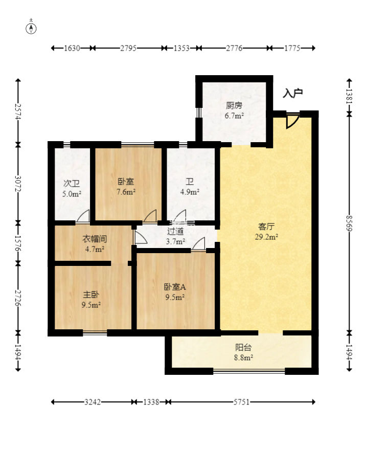 东原麓印长江B区  3室2厅2卫   125.00万