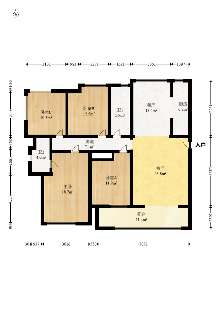 建投象山国际  4室2厅2卫   178.00万室内图1