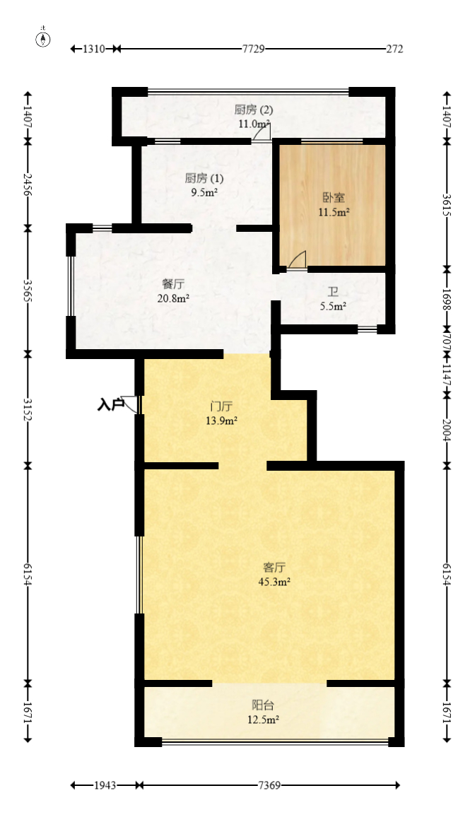振业城一期  6室2厅3卫    1028.88万室内图1