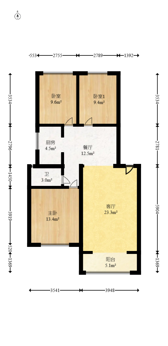 湘瑞家园  3室2厅1卫   46.80万室内图1