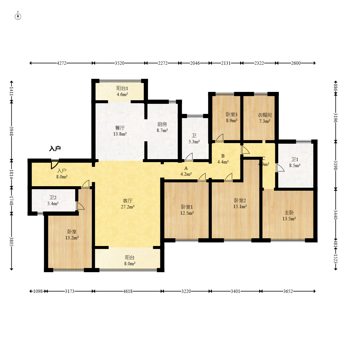 运达锦绣广场 5室2厅3卫 315.0万 运达锦绣广场 5室2厅3卫 315.0万户型图