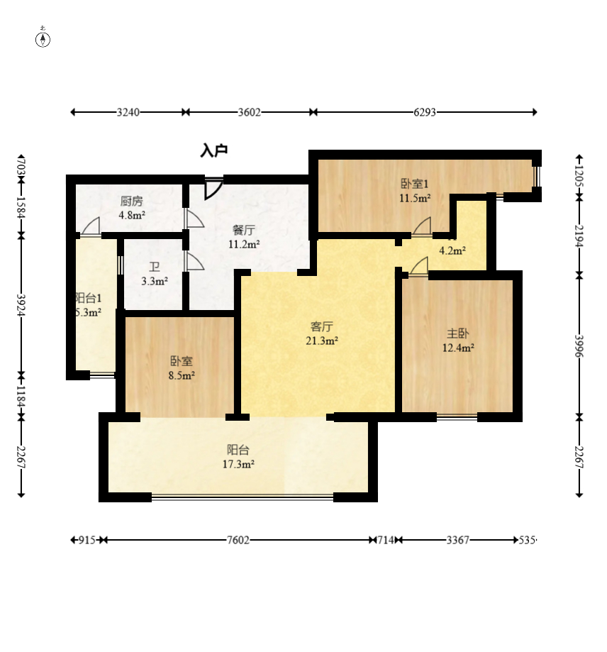 红树湾 4室2厅1卫 88.0万 红树湾 4室2厅1卫 88.0万户型图