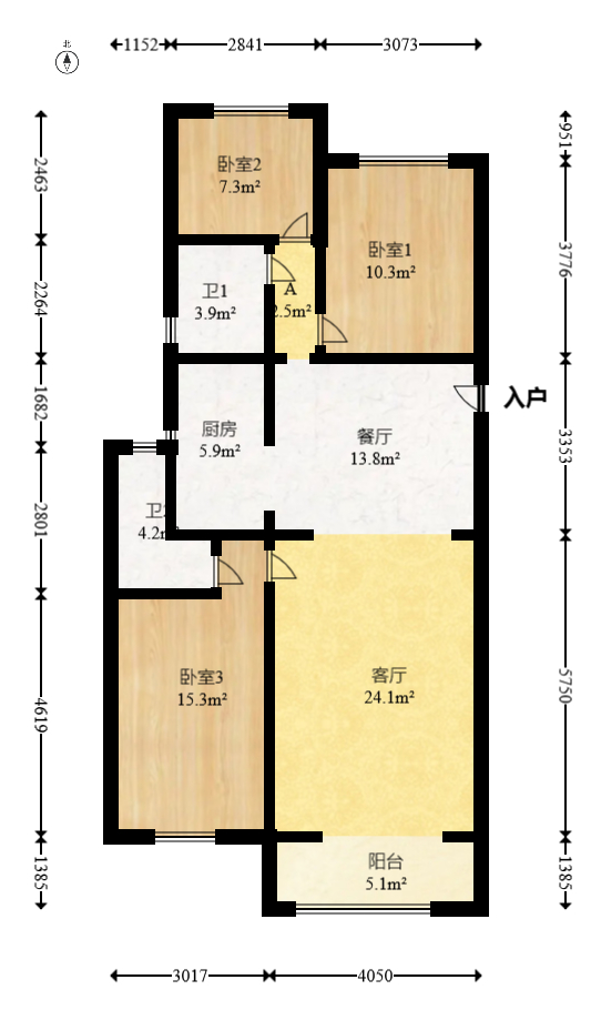 阳光城尚东湾青柠园  3室2厅2卫    124.98万室内图1