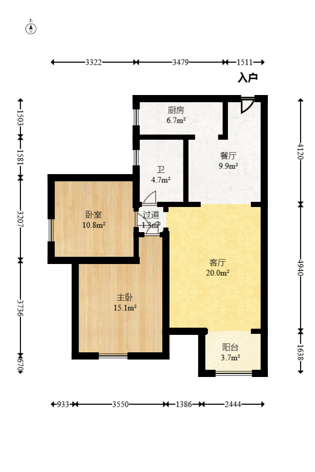 华润凤凰城一期 2室2厅1卫 48.0万 华润凤凰城一期 2室2厅1卫 48.0万户型图