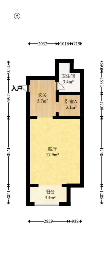 鑫远悦城（鑫远悦时代）  1室1厅1卫   35.00万室内图1