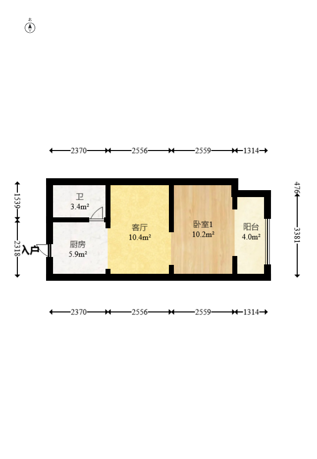 三和公寓  1室1厅1卫   30.00万室内图1