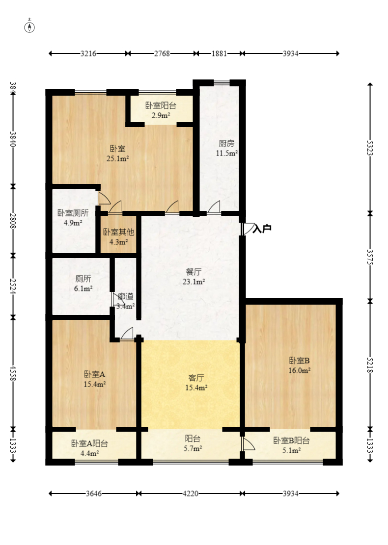 阳光100二期 3室2厅2卫 125.0万 阳光100二期 3室2厅2卫 125.0万户型图