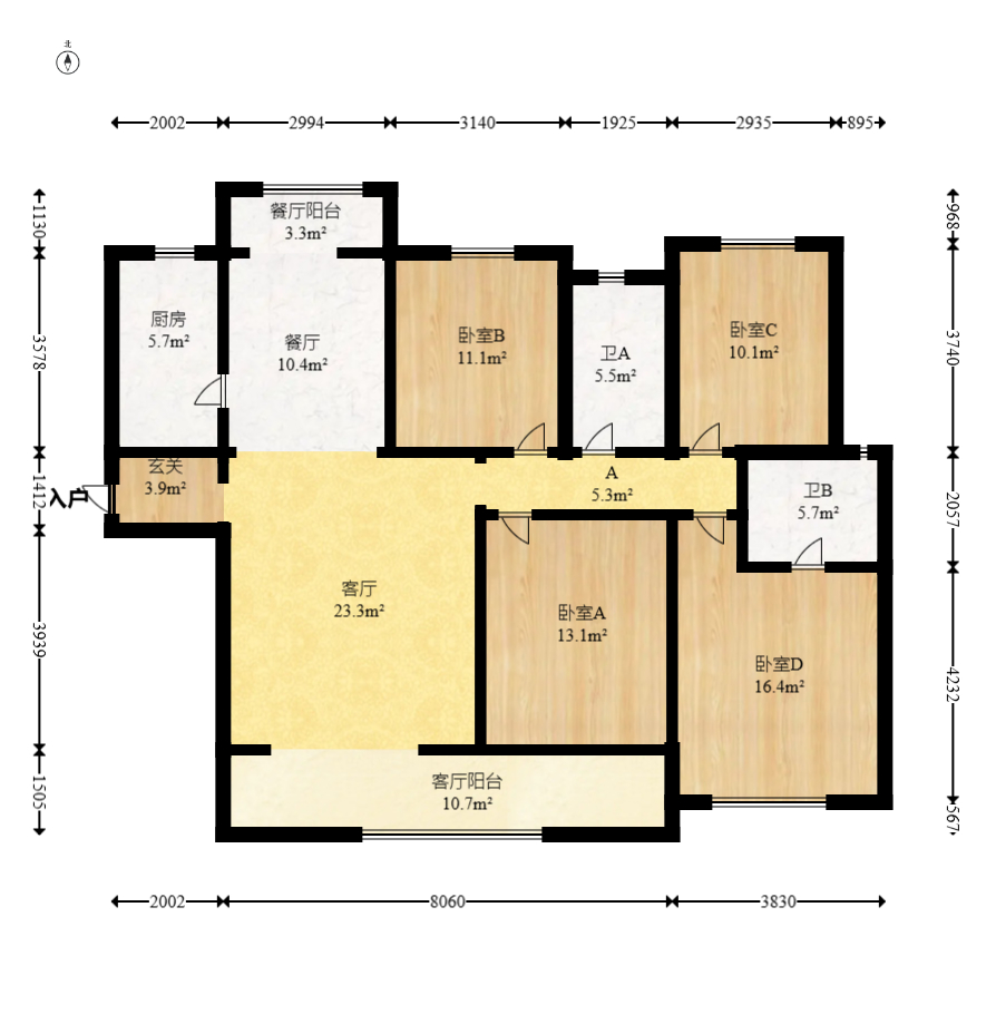 复地滨江金融中心 4室2厅2卫 280.0万 复地滨江金融中心 4室2厅2卫 280.0万户型图