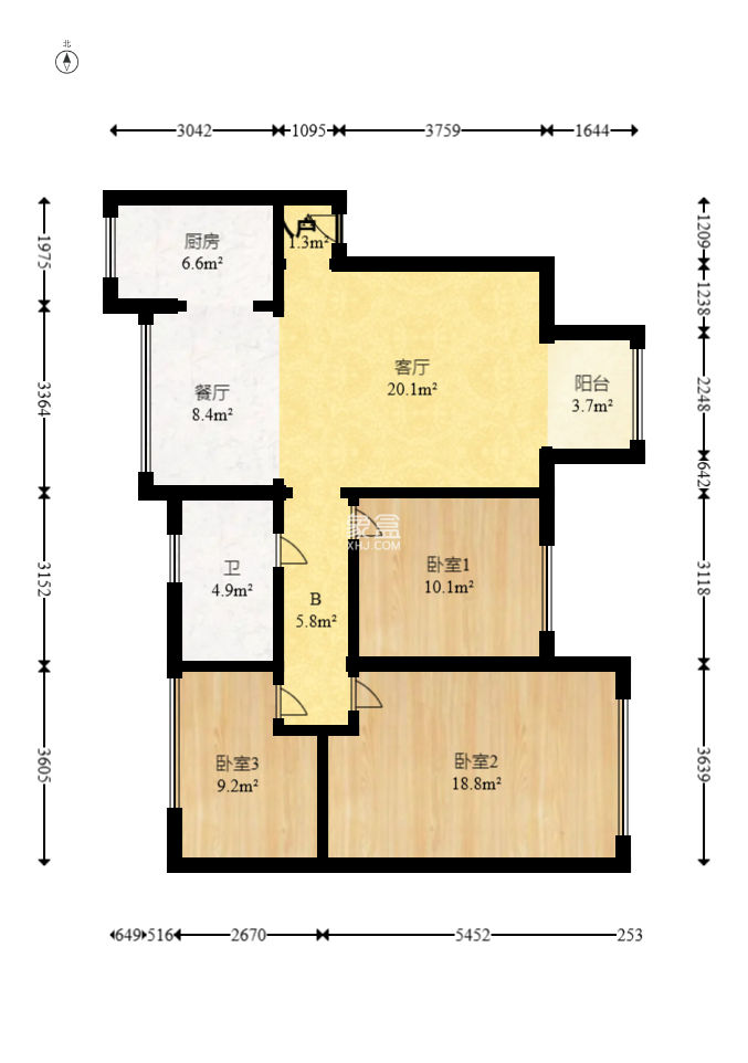 格蓝康都  3室2厅1卫   72.80万